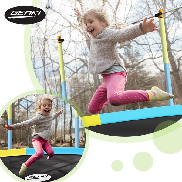 Genki 60" Round Kids Trampoline Indoor Outdoor Rebounder w/Safety Enclosure Net