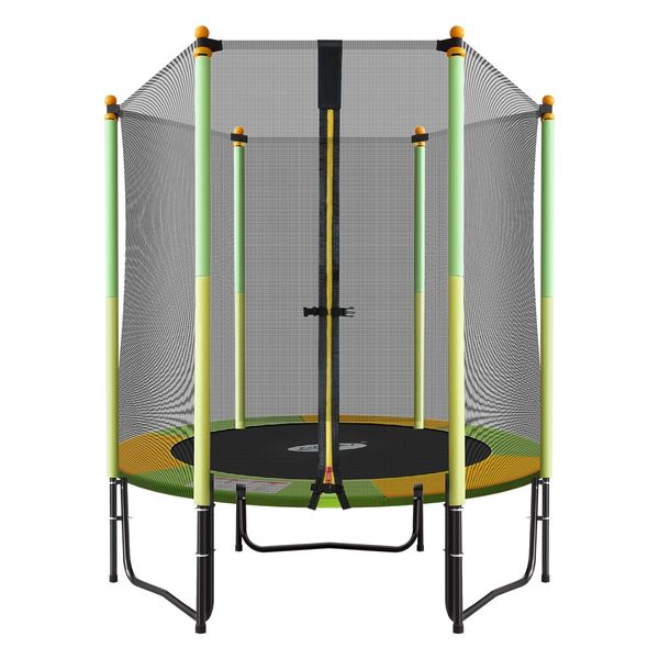 Genki 55" Round Kids Mini Trampoline Indoor Outdoor Rebounder w/Safety Enclosure Net