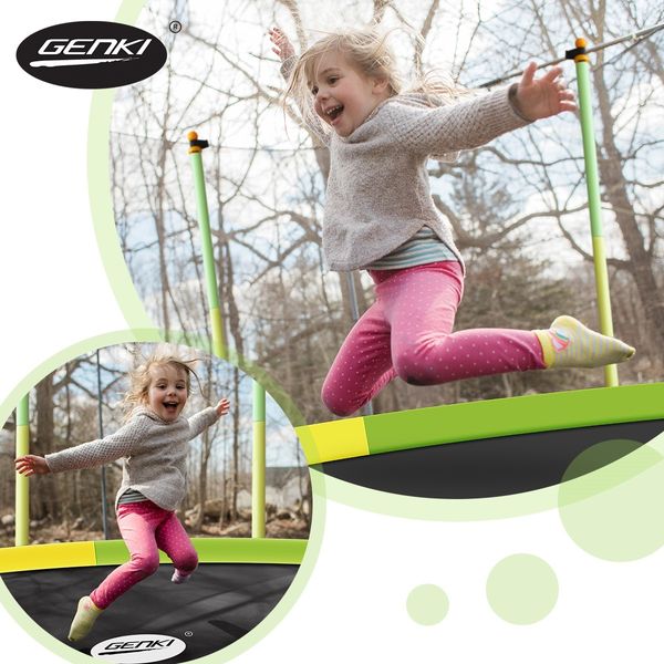 Genki 55" Round Kids Mini Trampoline Indoor Outdoor Rebounder w/Safety Enclosure Net