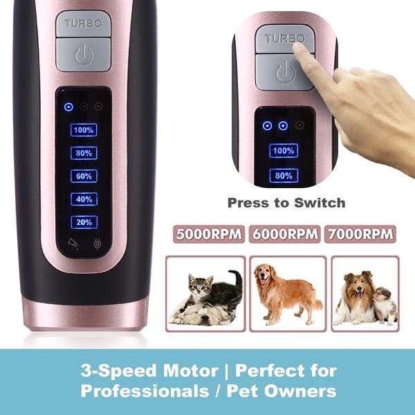 Pet Hair Clipper Electric Dog Shaver Cat Trimmer Animal Grooming Kit 3 Speeds