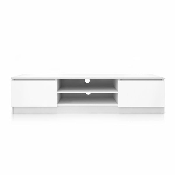 TV Stand Entertainment Unit 2 Doors Wooden Storage Cabinet Furniture - White 