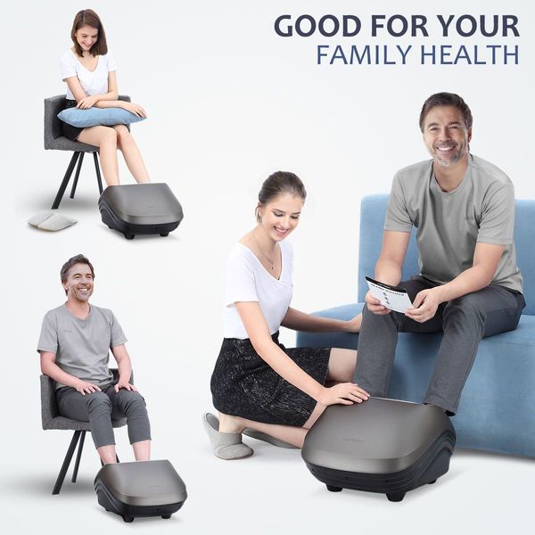 Electric Full Body Massager Massage Chair Cushion Grey & Foot Massager With Heat 2 Pcs