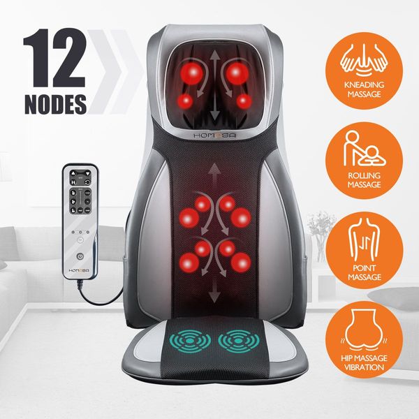 Electric Full Body Massager Massage Chair Cushion Grey & Foot Massager With Heat 2 Pcs