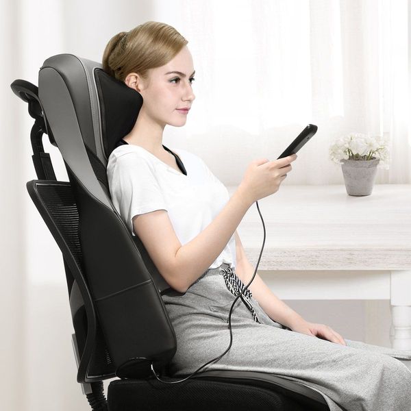 Electric Full Body Massager Massage Chair Cushion Grey & Foot Massager With Heat 2 Pcs