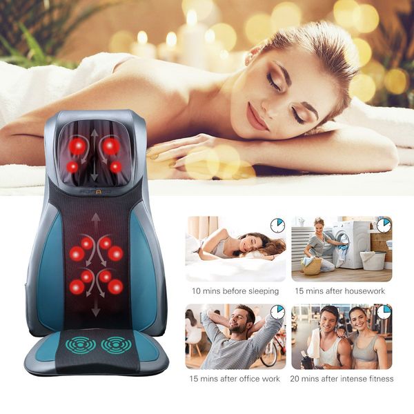 Electric Full Body Massager Massage Chair Cushion Blue & Foot Massager With Heat 2 Pcs