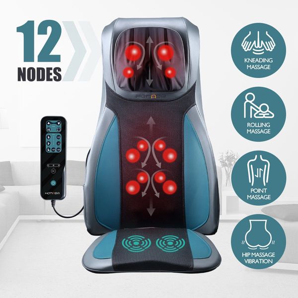 Electric Full Body Massager Massage Chair Cushion Blue & Foot Massager With Heat 2 Pcs