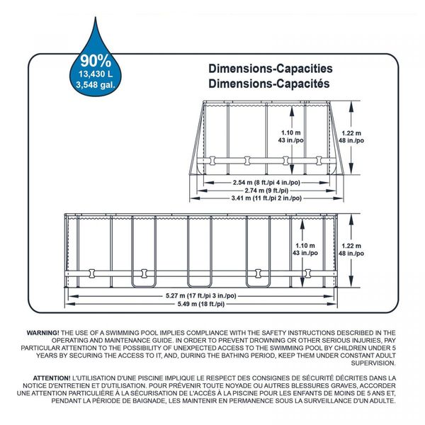 Bestway Steel Frame Above Ground Swimming Pool Filter Pump 5.49 x 2.74 x 1.22M