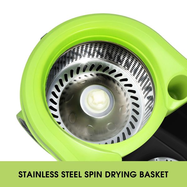 Spin Mop Bucket System Stainless Steel Basket With 4 Strong Mop Heads DR FUSSY