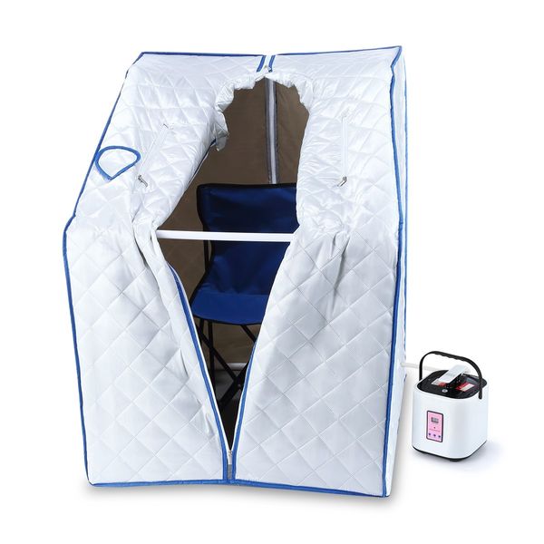 Portable Steam Sauna Full Body Spa Kit 1000W Steamer W/Foldable Chair + Remote Control