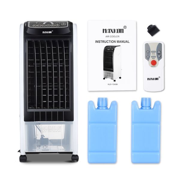 MAXKON 7L Evaporative Air Cooler Quiet Fan Ionizer Button 3 Modes W/Remote Control Black