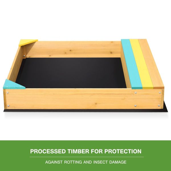 Kids Sand Pit Outdoor Play Set Sandbox Wooden Sandpit Children Toy w/Cover