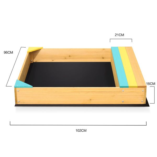 Kids Sand Pit Outdoor Play Set Sandbox Wooden Sandpit Children Toy w/Cover