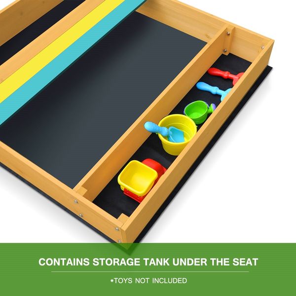 Kids Sand Pit Outdoor Play Set Sandbox Wooden Sandpit Children Toy w/Cover