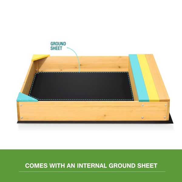 Kids Sand Pit Outdoor Play Set Sandbox Wooden Sandpit Children Toy w/Cover