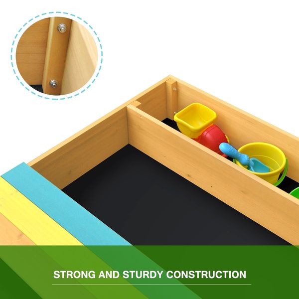 Kids Sand Pit Outdoor Play Set Sandbox Wooden Sandpit Children Toy w/Cover