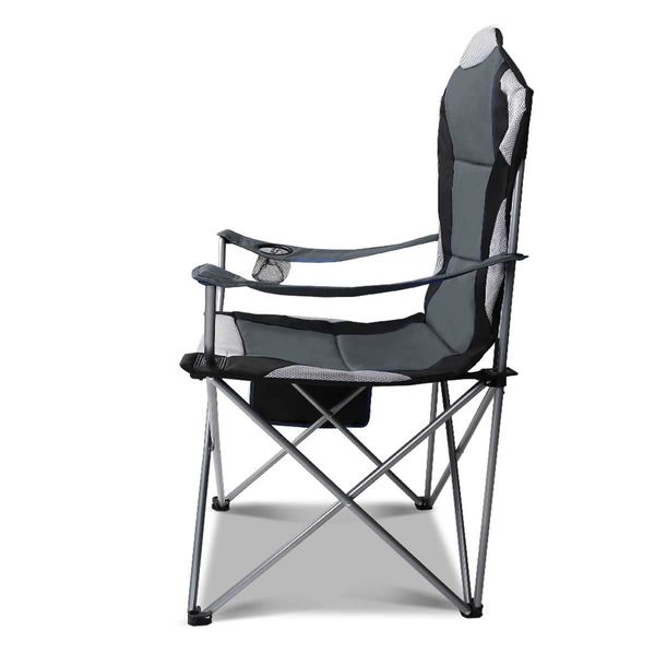 Set of 2 Portable Folding Camping Arm Chair - Grey