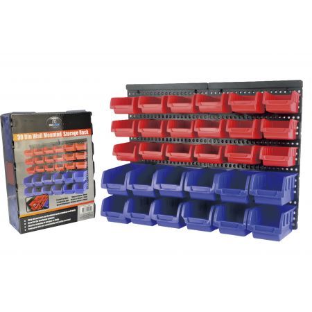 30 Tool Small Parts Storage Bins Wall Mounted Shelving Organiser Box Rack Garage