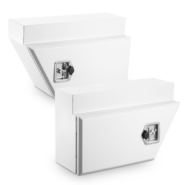 New Pair of Under Steel Tray Tool Boxes Truck Bed Box Underbody Toolbox Organizers - White