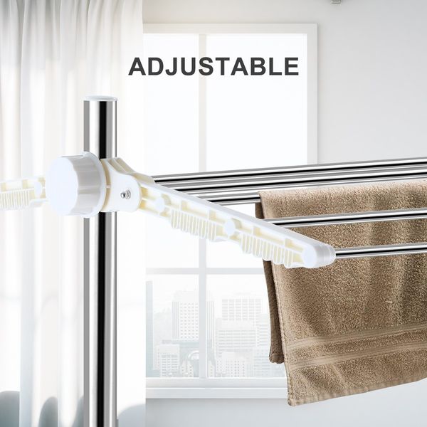 Foldable Clothes Airer Drying Rack Indoor Outdoor Laundry Hanger W/ 6 Wheels