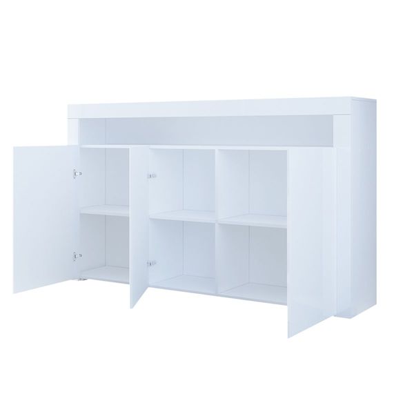 Modern 3 Doors Buffet Sideboard Dresser Storage Cabinet High Gloss Cupboard - White