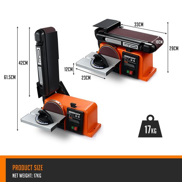 SHOGUN 500W Belt Disc Sander Power Tool Linisher Machine Grinder Bench Sanding 4x36" Belt 6" Disc