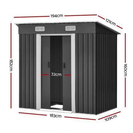 Giantz Garden Shed 1.94x1.21M w/Metal Base Sheds Outdoor Storage Tool Steel House Sliding Door