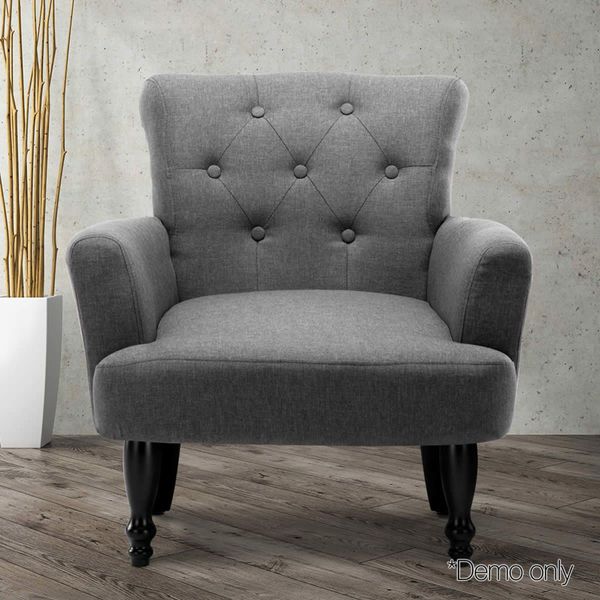 Artiss French Lorraine Chair Retro Wing - Grey