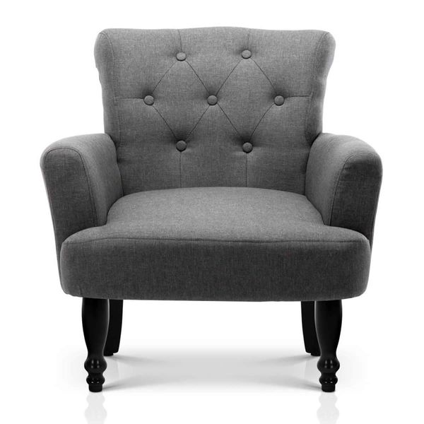 Artiss French Lorraine Chair Retro Wing - Grey