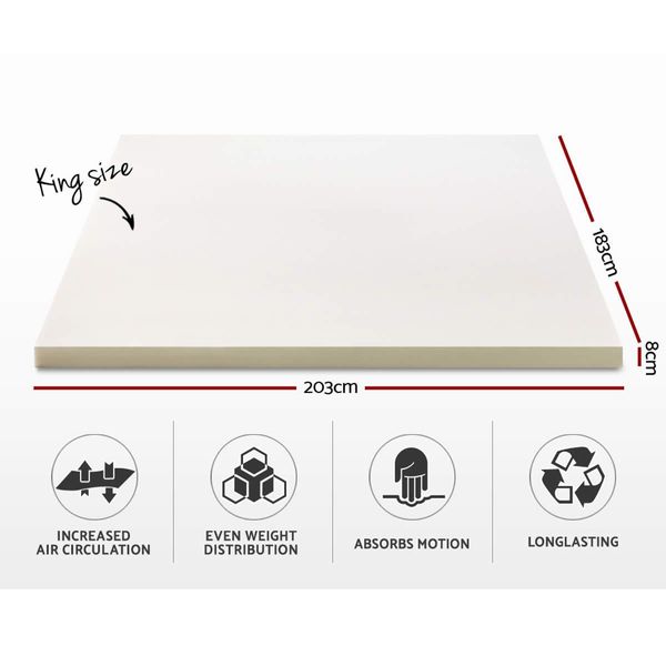 Giselle Bedding Memory Foam Mattress Topper 8cm King