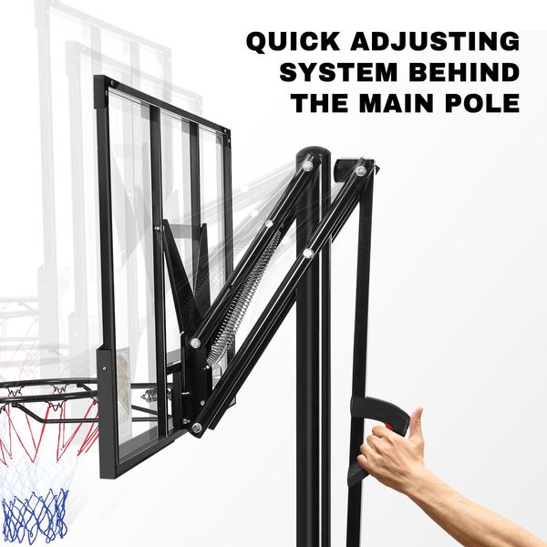 New 2.3-3.05m Portable Basketball Hoop Stand Backboard Net Ring Set Quick Adjust