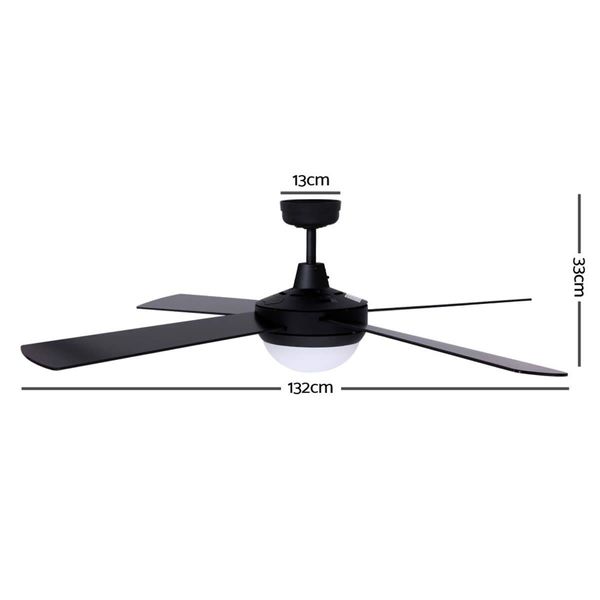 Devanti 52'' Ceiling Fan AC Motor w/Light w/Remote - Black