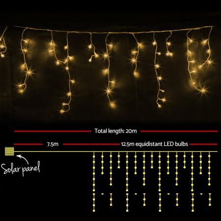 Jingle Jollys Solar Christmas Lights 12.5M 500 LED Icicle Light Decorations