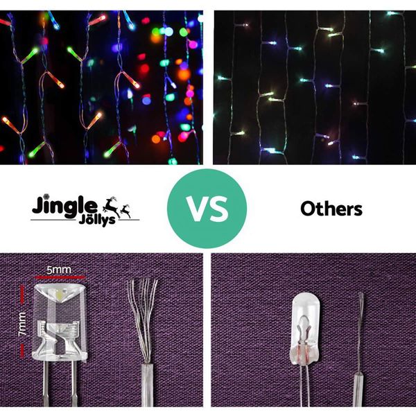 Jingle Jollys 500 LED Christmas Icicle Lights 20M Outdoor Fairy String Party Wedding Multicolour