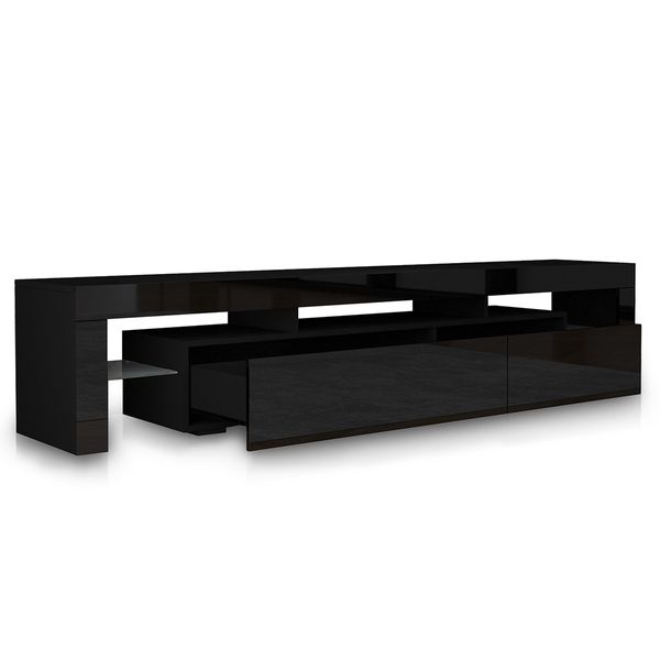 189cm TV Stand Cabinet 2 Drawers Wooden Entertainment Unit High Gloss Furniture Black