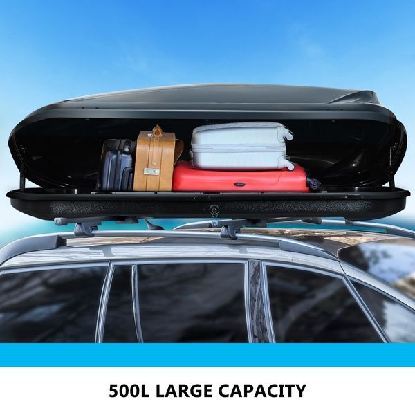 500L Universal Car Roof Box Dual Open Vehicle Rack Rooftop Luggage Pod Basket Cargo Storage Carrier