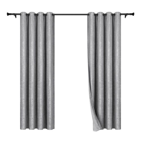 LUXDREAM 2X Chenille Blockout Curtains 3-Layer Darkening Drapes 240X230CM Silver