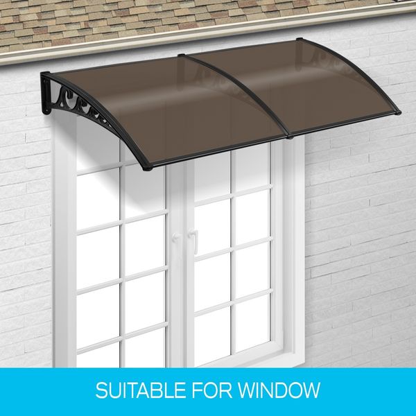 New 2M DIY Window Door Awning House Canopy Patio UV Rain Cover Sun Shade - Brown