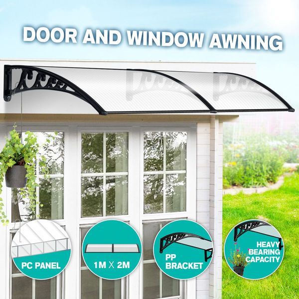 New 2M DIY Window Door Awning House Canopy Patio UV Rain Cover Sun Shade Outdoor