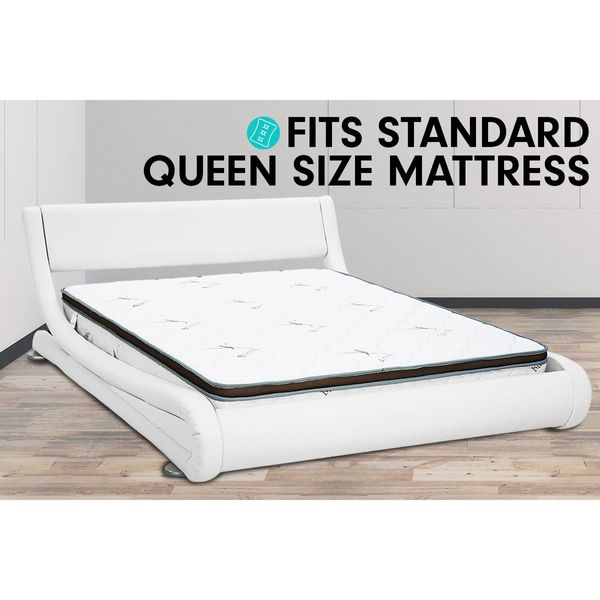 Queen Size Faux Leather Curved Bed Frame - White