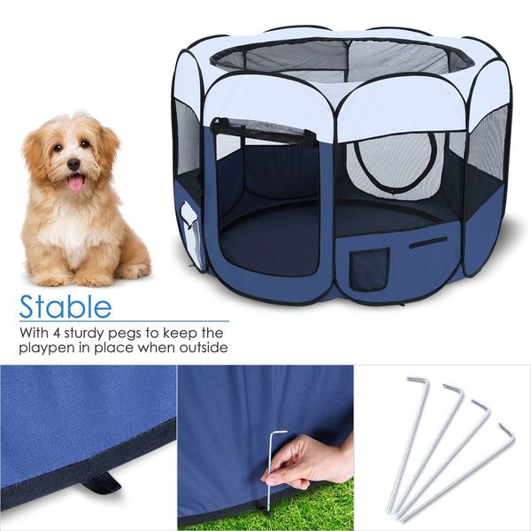 8 Panels Portable Pet Playpen Tent Puppy Dog Cat Kennel Crate Cage Enclosure 144cm w/Tunnel