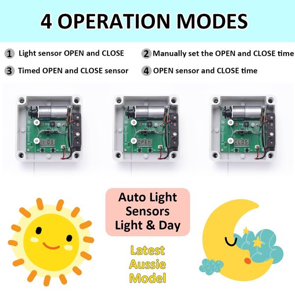 Automatic Chicken Door Coop House Auto Opener Cage Closer Timer Light Sensor