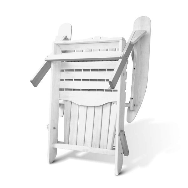 Gardeon Adirondack Outdoor Chairs Wooden Foldable Beach Chair Patio Furniture White