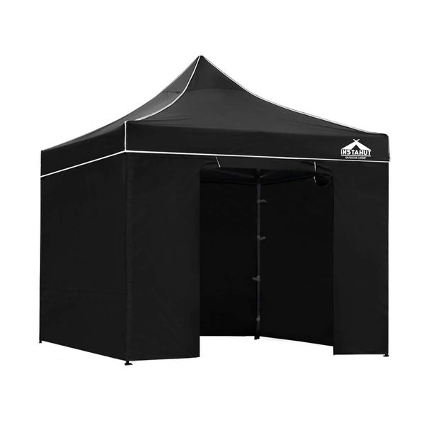 Instahut Aluminium Gazebo Pop Marquee Up 3x3m Outdoor Gazebos Wedding Tent Black