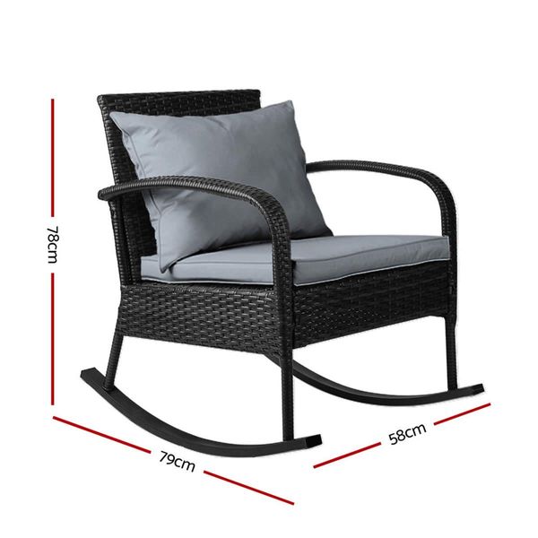 Outdoor Rocking Chair Furniture - Black