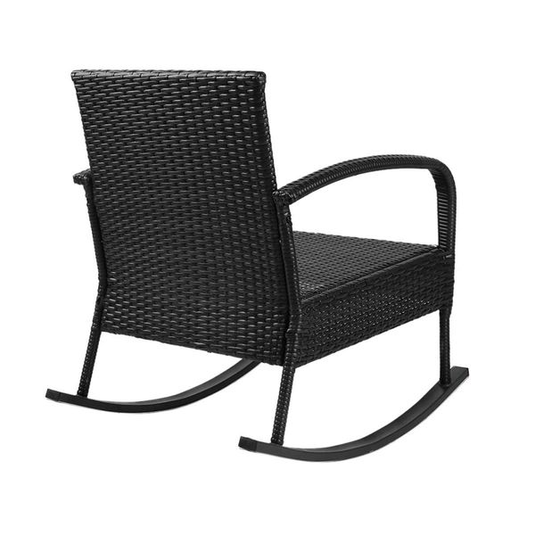 Gardeon 2PC Rocking Chair Table Wicker Outdoor Furniture Patio Lounge Setting