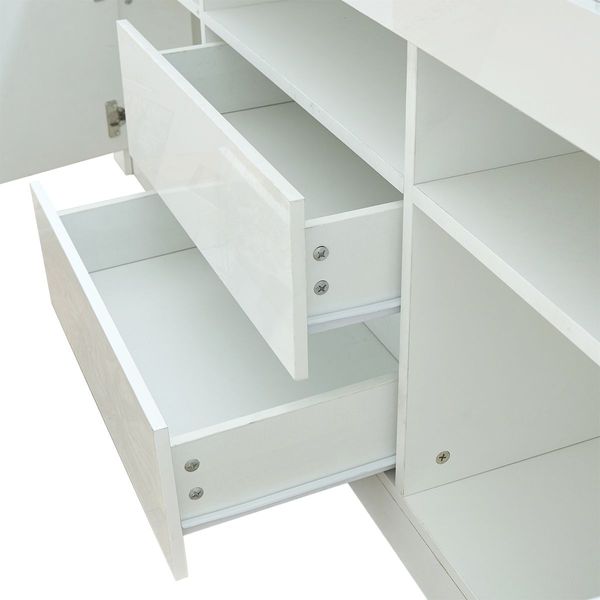 Modern TV Stand Cabinet 160cm Wood Entertainment Unit High Gloss Furniture w/2 Drawers 2 Doors White