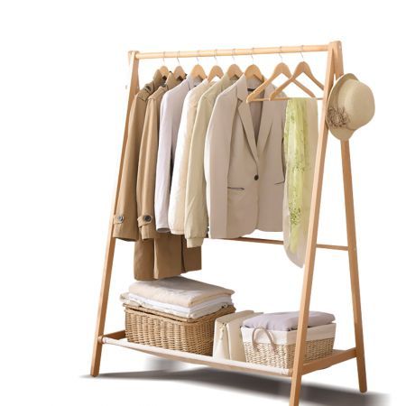 Wooden Clothes Stand Rack - Natural