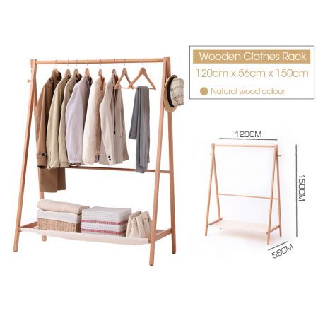 Wooden Clothes Stand Rack - Natural