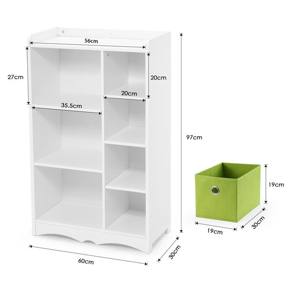 7 Cube Kids Wood Bookshelf Cabinet Bookcase Display Rack Stand Toy Storage Organiser Unit
