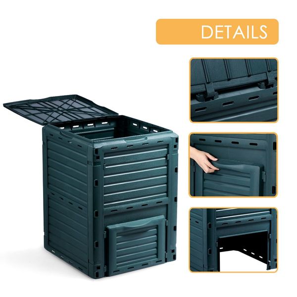 290L Compost Bin Food Waste Recycling Composter Kitchen Garden Composting